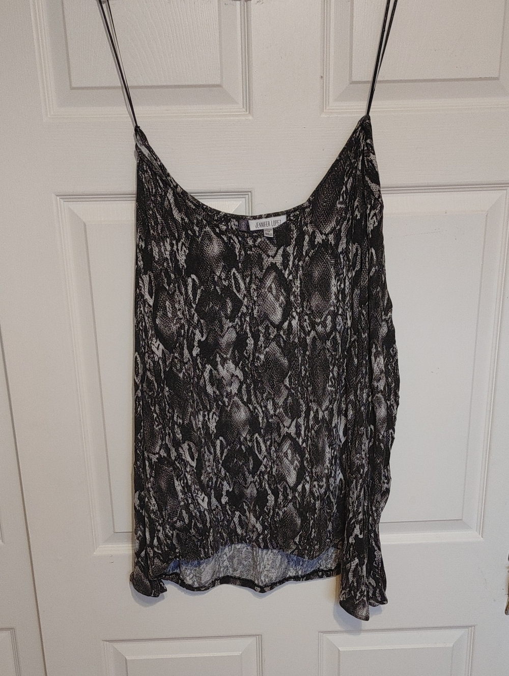Jennifer Lopez Black & White Snake-Print Spaghetti-Strap Cami